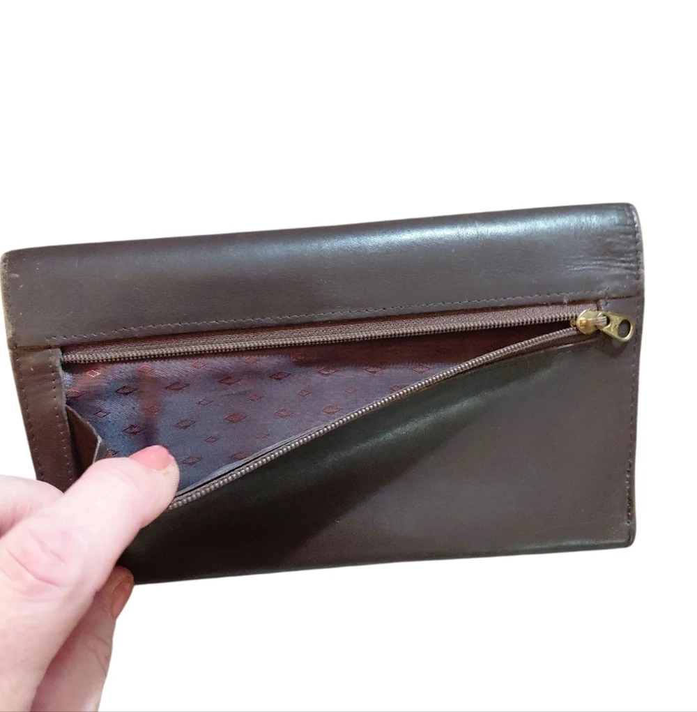 Coach Dark Brown Wallet Soft Leather Tri-fold Wallet - Picture 11 of 13